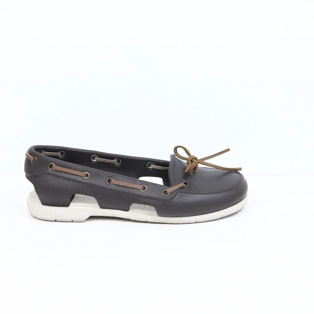 Crocs Beach Line Boat Shoes sz 7 Women Water Shoes Brown Moccasin
